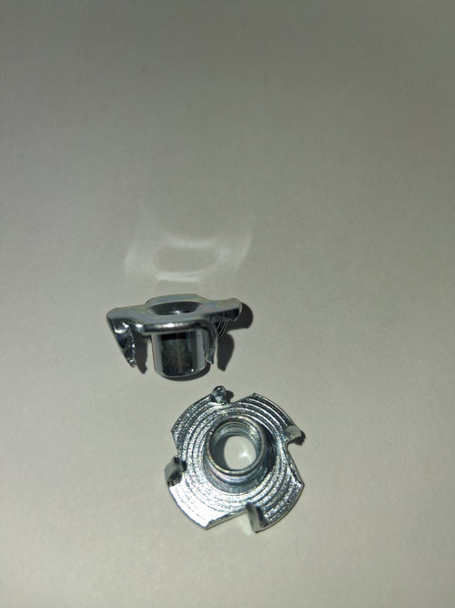 1/4"-20 Four-Prong T-Nuts – Zinc-Plated Steel – 10 Pack