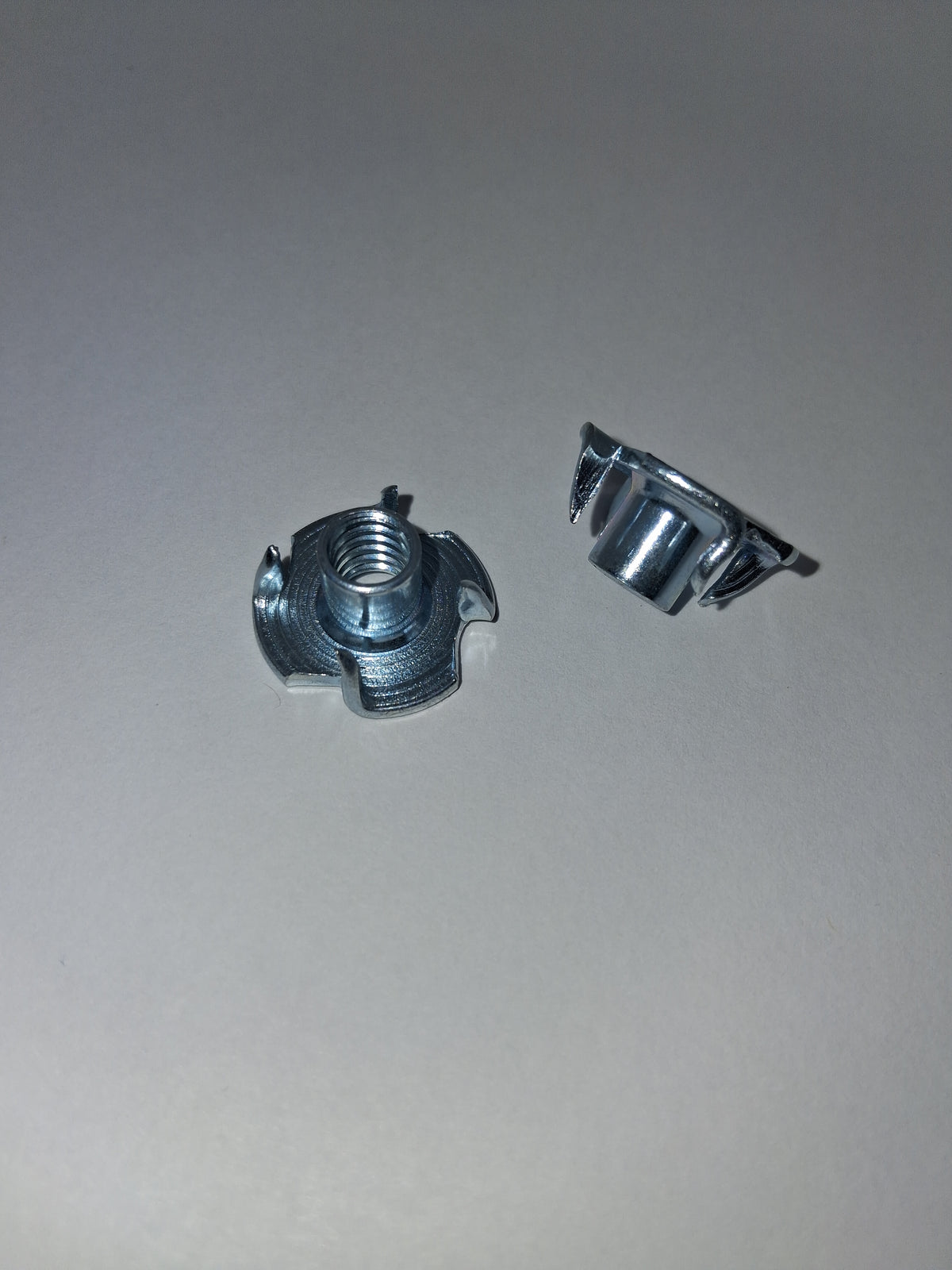 1/4"-20 Four-Prong T-Nuts – Zinc-Plated Steel – 10 Pack