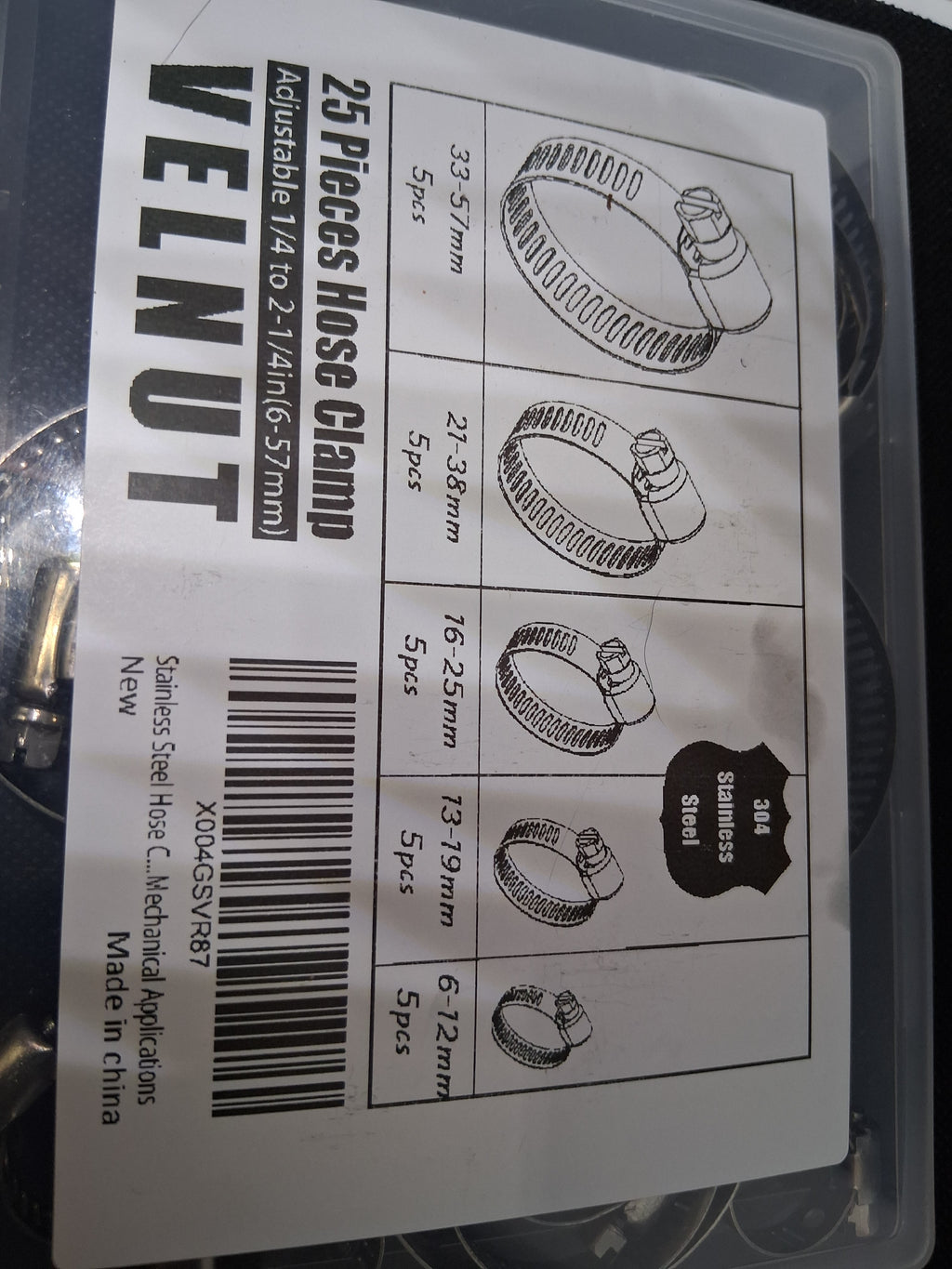 25-Piece 304 Stainless Steel Hose Clamp Assortment